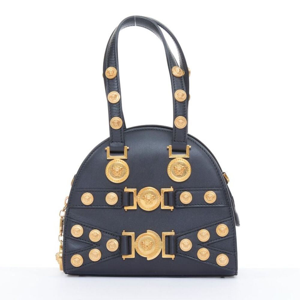 Versace 2018 Tribute Black Leather Medallion Bag